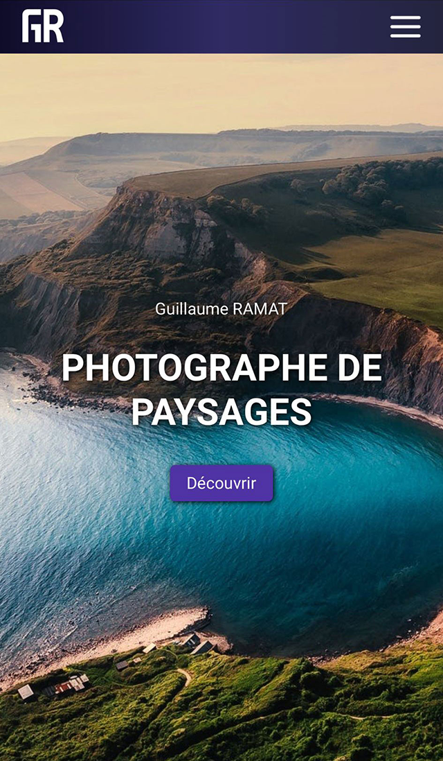 Aperçu du site web "Photographe de paysages" en version mobile