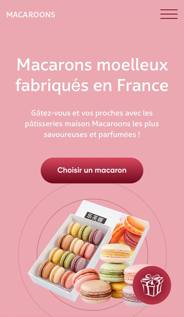 Aperçu du site web "Macaroons" en version mobile