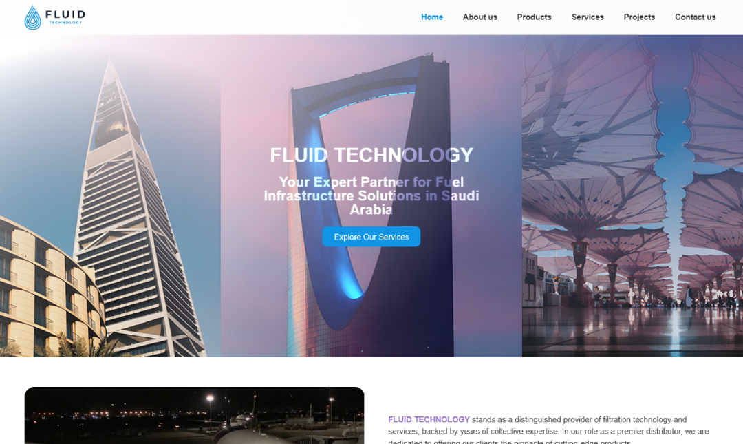 Création de site web pour Fluid Technology – Aperçu en version laptop